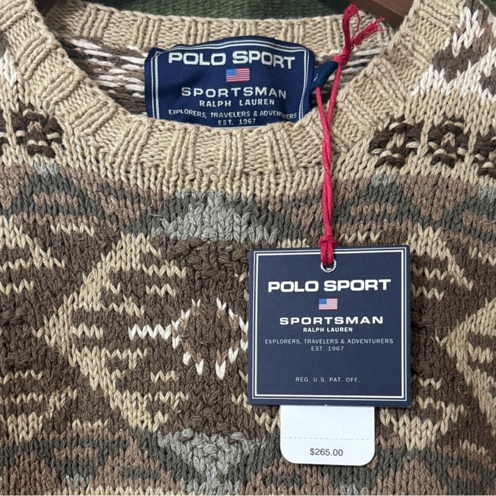 Polo Sport Ralph Lauren Vintage Patterned knit Sweater Silk linen cotton blend - Picture 4 of 16